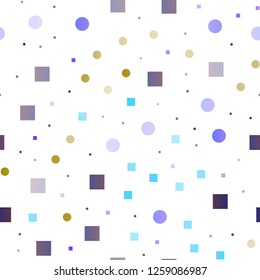 Light Multicolor, Rainbow vector seamless layout with circle spots, cubes. Abstract illustration with colorful circles, rectangles. Design for textile, fabric, wallpapers.
