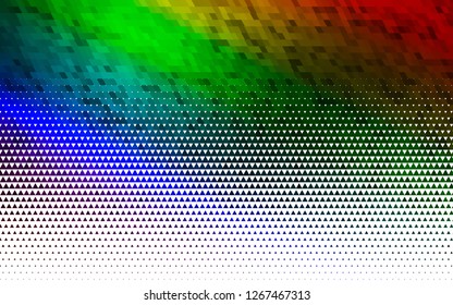 Light Multicolor, Rainbow vector seamless texture in triangular style. Illustration with set of colorful triangles. Pattern for design of fabric, wallpapers.