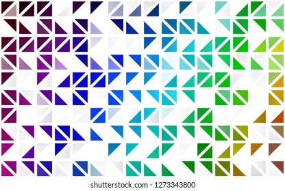 Light Multicolor, Rainbow vector seamless texture in triangular style. Glitter abstract illustration with triangular shapes. Pattern for design of window blinds, curtains.