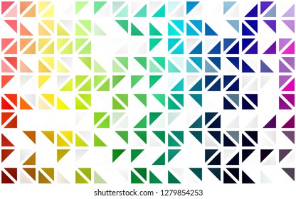 Light Multicolor, Rainbow vector seamless cover in polygonal style. Triangles on abstract background with colorful gradient. Trendy design for wallpaper, fabric makers.