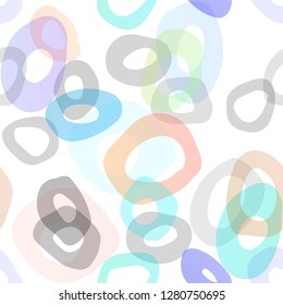 Light Multicolor, Rainbow vector seamless pattern with spheres. Abstract illustration with colored bubbles in nature style. Pattern for design of window blinds, curtains.