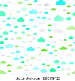 Light Multicolor, Rainbow vector seamless template with sky, clouds. Illustration with abstract gradient clouds. Template for business cards, websites.