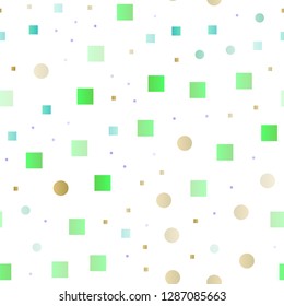 Light Multicolor, Rainbow vector seamless pattern with spheres, squares. Illustration with set of shining colorful abstract circles, cubes. Trendy design for wallpaper, fabric makers.