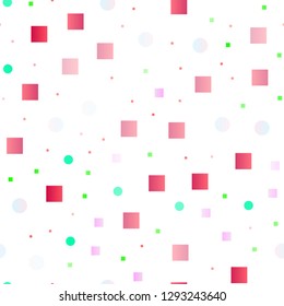 Light Multicolor, Rainbow vector seamless template with spots, rectangles. Decorative design in abstract style with circles, rectangles. Template for business cards, websites.