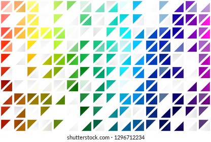 Light Multicolor, Rainbow vector seamless pattern in polygonal style. Triangles on abstract background with colorful gradient. Pattern for design of window blinds, curtains.