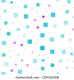 Light Multicolor, Rainbow vector seamless backdrop with dots, spots, cubes. Abstract illustration with colorful circles, rectangles. Trendy design for wallpaper, fabric makers.