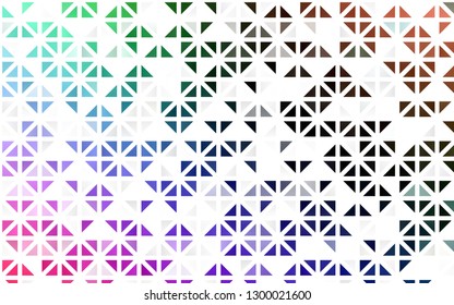 Light Multicolor, Rainbow vector seamless background with triangles. Glitter abstract illustration with triangular shapes. Trendy design for wallpaper, fabric makers.
