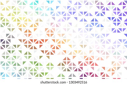Light Multicolor, Rainbow vector seamless pattern in polygonal style. Illustration with set of colorful triangles. Pattern for design of window blinds, curtains.