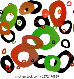 Light Multicolor, Rainbow vector seamless texture with disks. Illustration with set of shining colorful abstract circles. Template for business cards, websites.