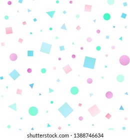 Light Multicolor, Rainbow vector seamless template with crystals, circles, squares. Decorative design in abstract style with lines, dots, cubes. Trendy design for wallpaper, fabric makers.