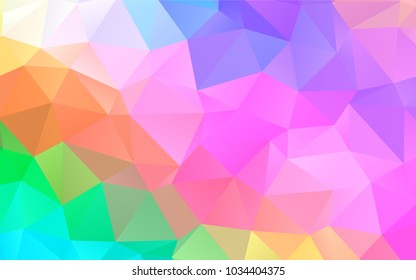 Light Multicolor, Rainbow vector shining triangular pattern. A sample with polygonal shapes. The elegant pattern can be used as part of a brand book.