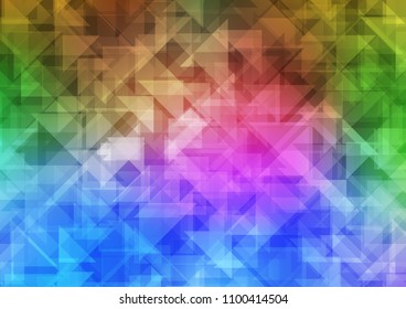 Light Multicolor, Rainbow vector shining hexagonal shining triangular. A vague abstract illustration with gradient. A completely new template for your business design.