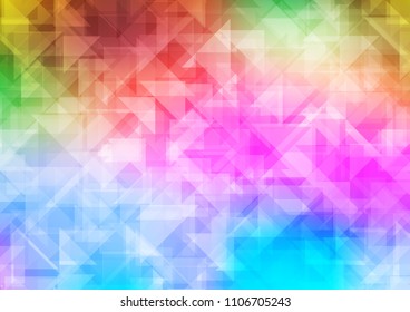 Light Multicolor, Rainbow vector shining hexagonal shining triangular. Colorful abstract illustration with gradient. A completely new template for your business design.