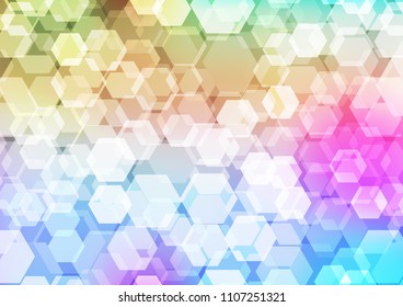 Light Multicolor, Rainbow vector shining hexagonal template. Modern geometrical abstract illustration with gradient. The template can be used as a background for cell phones.