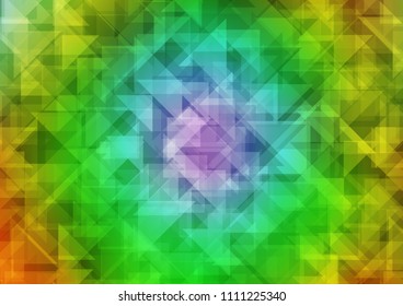 Light Multicolor, Rainbow vector shining hexagonal shining triangular. Creative illustration in halftone style with gradient. Brand new style for your business design.