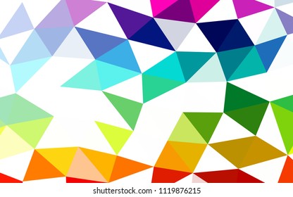 Light Multicolor, Rainbow vector shining hexagonal shining triangular. Brand new colored illustration in blurry style with gradient. Triangular pattern for your business design.