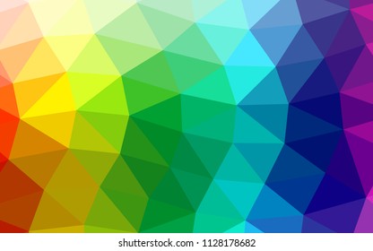 Light Multicolor, Rainbow vector shining hexagonal shining triangular. Brand new colored illustration in blurry style with gradient. Brand new design for your business.