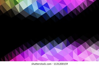 Light Multicolor, Rainbow vector shining hexagonal pattern. Triangular geometric sample with gradient.  The template can be used as a background for cell phones.