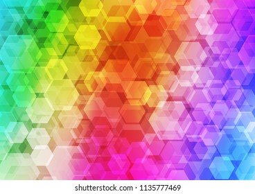 Light Multicolor, Rainbow vector shining hexagonal template. Shining colored illustration in a Brand new style. A completely new template for your business design.