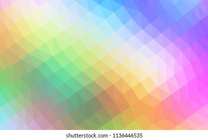 Light Multicolor, Rainbow vector shining hexagonal template. Shining illustration, which consist of triangles. Brand new design for your business.