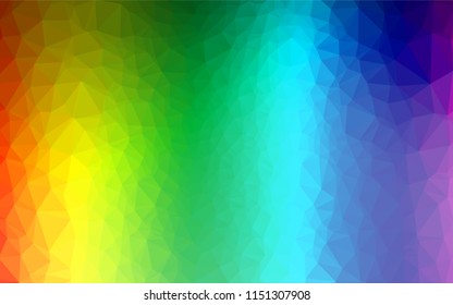 Light Multicolor, Rainbow vector shining hexagonal template. Geometric illustration in Origami style with gradient.  The completely new template can be used for your brand book.