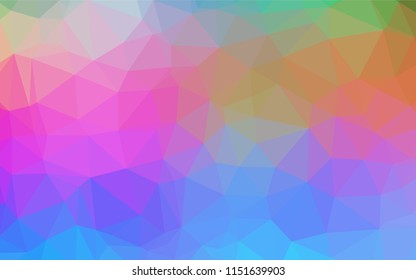 Light Multicolor, Rainbow vector shining hexagonal pattern. Geometric illustration in Origami style with gradient.  The best triangular design for your business.