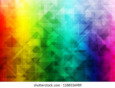 Light Multicolor, Rainbow vector shining hexagonal shining triangular. Colorful abstract illustration with gradient. A new texture for your design.