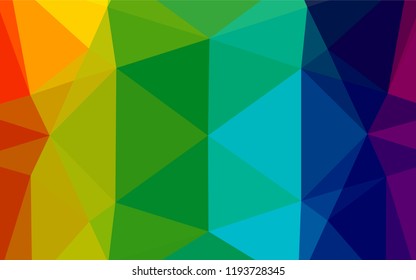 Light Multicolor, Rainbow vector shining hexagonal background. Geometric illustration in Origami style with gradient.  A completely new template for your business design.