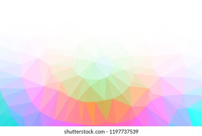 Light Multicolor, Rainbow vector shining hexagonal background. A vague abstract illustration with gradient. Triangular pattern for your business design.