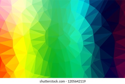 Light Multicolor, Rainbow vector shining hexagonal background. Triangular geometric sample with gradient.  The completely new template can be used for your brand book.