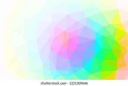 Light Multicolor, Rainbow vector shining hexagonal template. An elegant bright illustration with gradient. Triangular pattern for your business design.