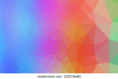 Light Multicolor, Rainbow vector shining hexagonal template. A sample with polygonal shapes. The elegant pattern can be used as part of a brand book.