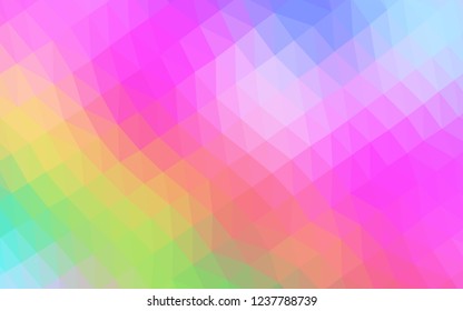 Light Multicolor, Rainbow vector shining hexagonal background. Glitter abstract illustration with an elegant design. A new texture for your design.