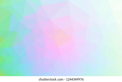 Light Multicolor, Rainbow vector shining hexagonal pattern. Colorful illustration in abstract style with gradient. Triangular pattern for your business design.