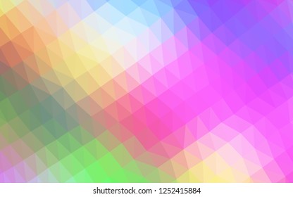 Light Multicolor, Rainbow vector shining hexagonal template. Colorful abstract illustration with gradient. The textured pattern can be used for background.