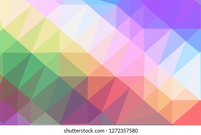 Light Multicolor, Rainbow vector shining triangular pattern. Colorful abstract illustration with gradient. Completely new design for your business.