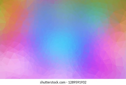 Light Multicolor, Rainbow vector shining triangular template. Creative illustration in halftone style with gradient. Template for a cell phone background.
