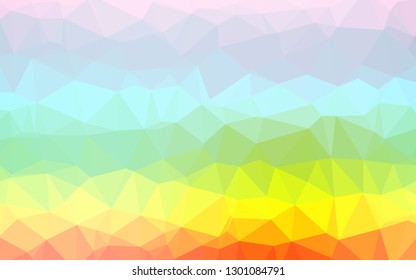 Light Multicolor, Rainbow vector shining triangular pattern. Colorful illustration in abstract style with gradient. Brand new style for your business design.