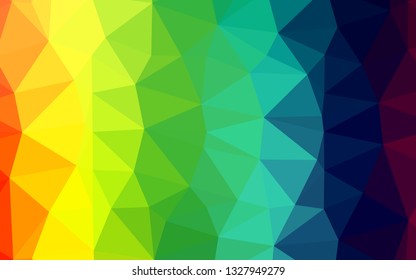 Light Multicolor, Rainbow vector shining triangular background. Shining illustration, which consist of triangles. Brand new design for your business.