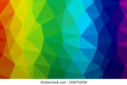 Light Multicolor, Rainbow vector shining triangular background. Creative illustration in halftone style with gradient. Completely new design for your business.