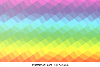Light Multicolor, Rainbow vector shining triangular background. A completely new color illustration in a vague style. Template for a cell phone background.