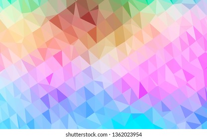 Light Multicolor, Rainbow vector shining triangular background. Colorful illustration in abstract style with gradient. Completely new design for your business.