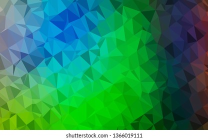 Light Multicolor, Rainbow vector shining triangular background. Creative illustration in halftone style with gradient. Textured pattern for background.
