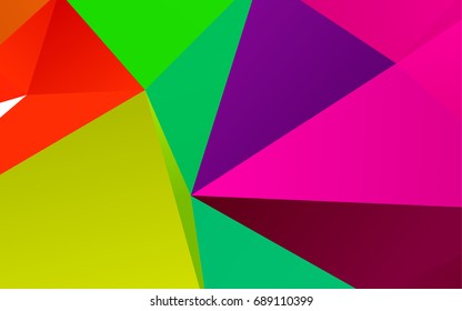 Light Multicolor, Rainbow vector shining triangular template. Creative illustration in halftone style with gradient. Brand-new style for your business design.
