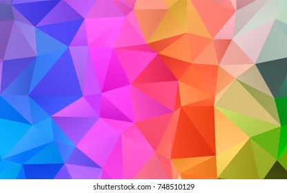 Light Multicolor, Rainbow vector shining triangular background. Geometric illustration in Origami style with gradient.  The best triangular design for your business.