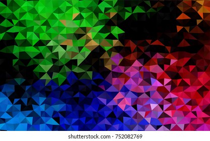 Light Multicolor, Rainbow vector shining triangular pattern. Colorful illustration in abstract style with gradient. The polygonal design can be used for your web site.