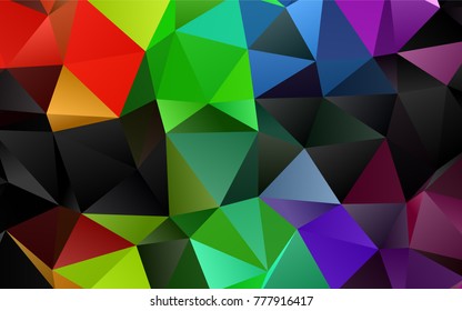 Light Multicolor, Rainbow vector shining triangular pattern. A vague abstract illustration with gradient. Brand-new style for your business design.