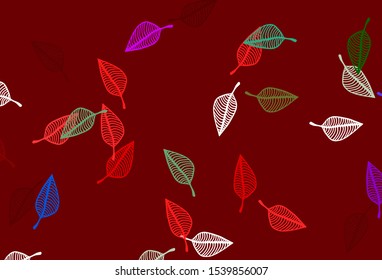 Light Multicolor, Rainbow vector sketch template. Abstract leaves with gradient on simple background. Pattern for brand book.