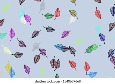 Light Multicolor, Rainbow vector sketch template. Colorful illustration in doodle style with leaves. Pattern for wallpapers and coloring books.