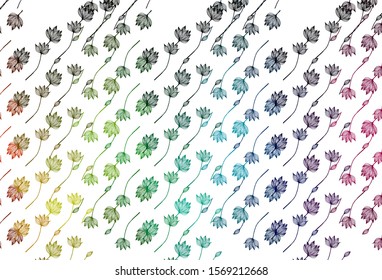 Light Multicolor, Rainbow vector sketch cover. Decorative illustration with abstract colorful leaves. Pattern for coloring books and pages for kids.